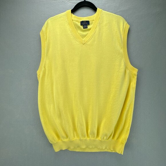 Brooks Brothers 346 Sweater‎ Vest Mens Extra Large Yellow Pullover Supima Cotton - Picture 1 of 12